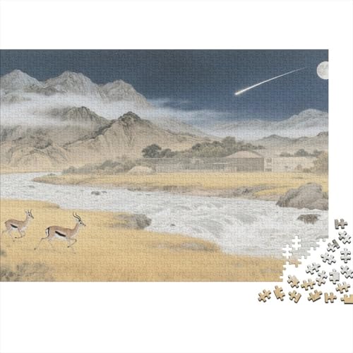 Antilope Puzzle 1000 Teile Antilope rennt über Wiese, Für Kinder Classic Lernspiel Holzspielzeug Als Geschenk 1000pcs (75x50cm) von EMYXPAQM