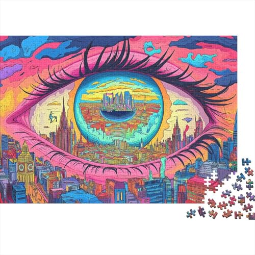 Auge Puzzle 1000 Teile Stadt in den Augen, Für Kinder Classic Lernspiel Holzspielzeug Als Geschenk 1000pcs (75x50cm) von EMYXPAQM