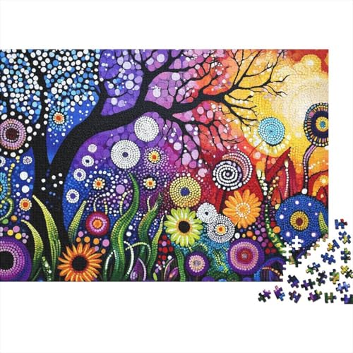 Baum Puzzle 1000 Teile Abstrakter Sternenpunkt-Blumenbaum, Für Kinder Classic Lernspiel Holzpuzzles Als Geschenk 1000pcs (75x50cm) von EMYXPAQM