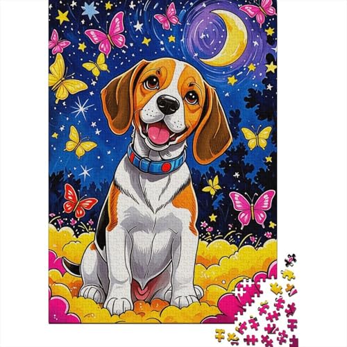 Beagle Puzzle 1000 Teile Beagle und Schmetterling, Für Kinder Klassische Holzspielzeug Lernspiel Unique Gift 1000pcs (75x50cm) von EMYXPAQM