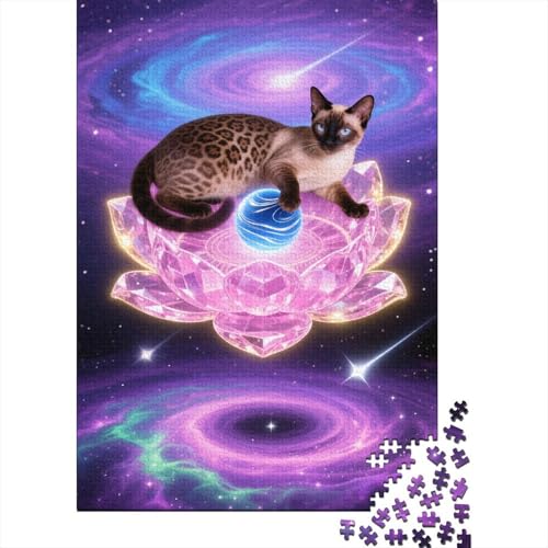 Bengalkatze Kristalllotus Puzzle 1000 Teile Holzspielzeug, Jugendliche & Erwachsene, Klassische Puzzles, Lernspiel, Wohnkultur, Einzigartiges Geschenk 1000pcs (75x50cm) von EMYXPAQM