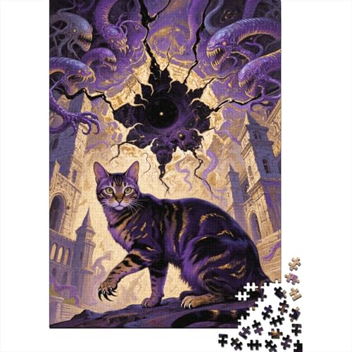 Bengalkatze Monsterburg Puzzle 1000 Teile Holzspielzeug, Jugendliche & Erwachsene, Klassische Puzzles, Lernspiel, Wohnkultur, Geschenk 1000pcs (75x50cm) von EMYXPAQM
