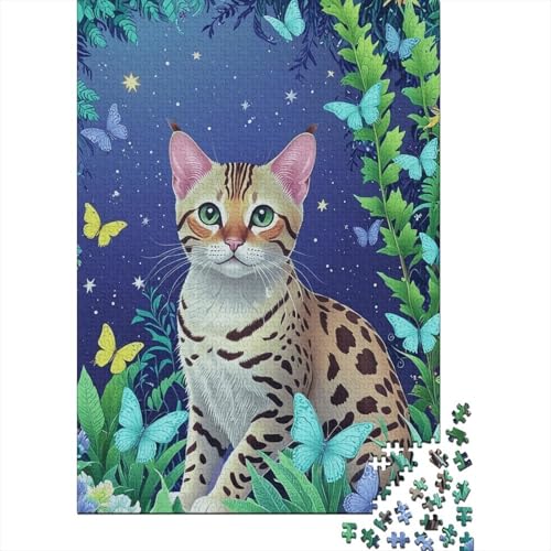Bengalkatze Puzzle 1000 Teile Bengalkatzekatze ist auf dem Gras, Für Kinder Klassische Holzspielzeug Lernspiel Unique Gift 1000pcs (75x50cm) von EMYXPAQM