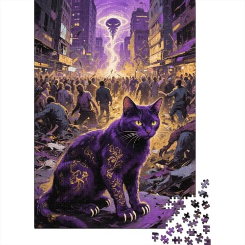 Bengalkatze Stadtaufstand Puzzle 1000 Teile Holzspielzeug, Jugendliche & Erwachsene, Klassische Puzzles, Lernspiel, Wohnkultur, Geschenk 1000pcs (75x50cm) von EMYXPAQM