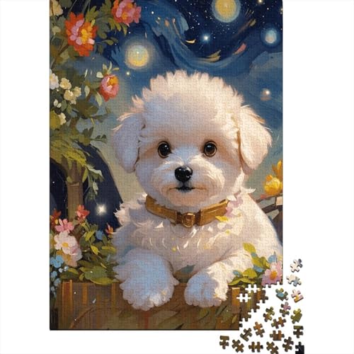 Bichon Blumen Sterne Puzzle 1000 Teile Holzspielzeug, Erwachsene & Kinder Ab 14 Jahren, Klassische Puzzles, Legespiel, Home Dekoration, Geschenk 1000pcs (75x50cm) von EMYXPAQM