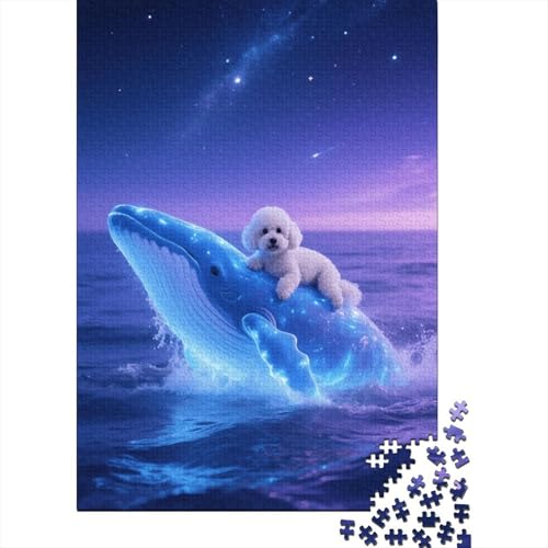Bichon auf Walrücken Puzzle 1000 Teile Holzspielzeug, Erwachsene & Kinder Ab 14 Jahren, Klassische Puzzles, Legespiel, Wohnkultur, Geschenk 1000pcs (75x50cm) von EMYXPAQM