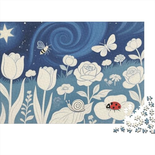 Blume Puzzle 1000 Teile Käfer auf Blume, Für Kinder Classic Pädagogisches Spiel Holzspielzeug Unique Gift 1000pcs (75x50cm) von EMYXPAQM