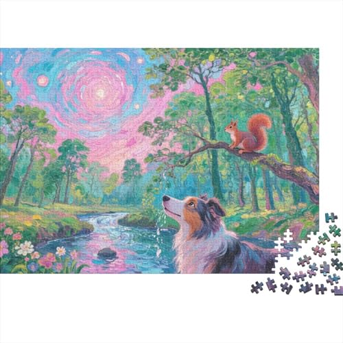 Border Collie Puzzle 1000 Teile Border Collie am Fluss blickt zum Himmel, Für Kinder Classic Pädagogisches Spiel Holzspielzeug Unique Gift 1000pcs (75x50cm) von EMYXPAQM