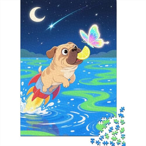 Bulldogge Puzzle 1000 Teile Bulldoggege isst Zitrone, Für Kinder Klassische Holzpuzzles Lernspiel Als Geschenk 1000pcs (75x50cm) von EMYXPAQM
