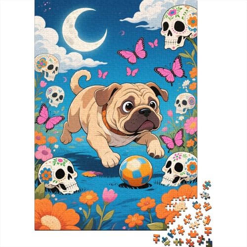 Bulldogge Puzzle 1000 Teile Bulldoggegen-Schädel, Für Kinder Klassische Holzspielzeug Herausforderung Als Geschenk 1000pcs (75x50cm) von EMYXPAQM