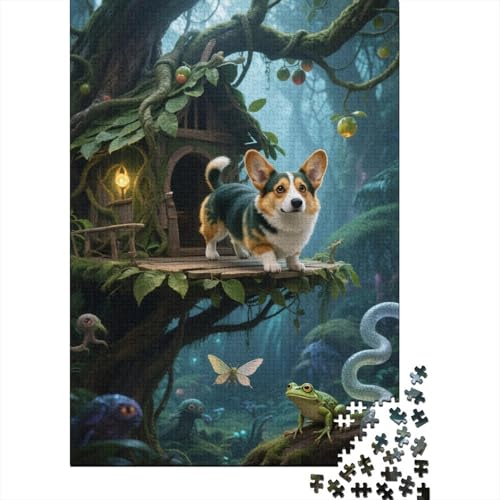 Corgi Dschungel Baumhaus Puzzle 1000 Teile Holzspielzeug, Jugendliche & Erwachsene, Klassische Puzzles, Lernspiel, Home Dekoration, Einzigartiges Geschenk 1000pcs (75x50cm) von EMYXPAQM
