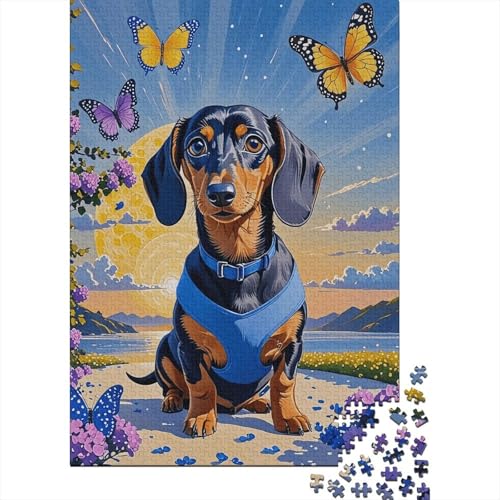 Dackel Puzzle 1000 Teile Dackel kauert am Boden, Für Kinder Klassische Holzpuzzles Lernspiel Als Geschenk 1000pcs (75x50cm) von EMYXPAQM