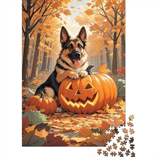 Deutscher Schäferhund Kürbiskuschel Puzzle 1000 Teile Holzspielzeug, Erwachsene & Kinder Ab 14 Jahren, Klassische Puzzles, Legespiel, Wohnkultur, Geschenkideen 1000pcs (75x50cm) von EMYXPAQM