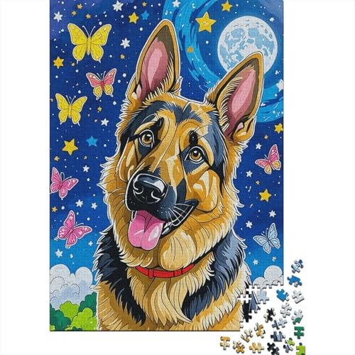 Deutscher Schäferhund Puzzle 1000 Teile Deutscher Schäferhund Schmetterlingsstern, Für Kinder Klassische Holzspielzeug Lernspiel Unique Gift 1000pcs (75x50cm) von EMYXPAQM