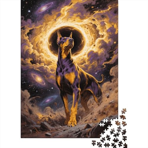 Dobermann Explodierender Nebel Puzzle 1000 Teile Holzspielzeug, Jugendliche & Erwachsene, Klassische Puzzles, Lernspiel, Moderne Wohnkultur, Geschenk 1000pcs (75x50cm) von EMYXPAQM
