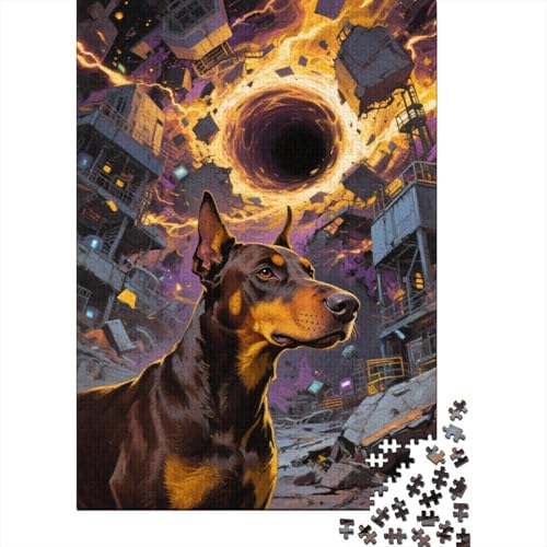 Dobermann Zerstörte Stadt Puzzle 1000 Teile Holzspielzeug, Jugendliche & Erwachsene, Klassische Puzzles, Lernspiel, Home Dekoration, Geschenk 1000pcs (75x50cm) von EMYXPAQM