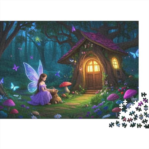 Eine Hütte im Wald Puzzle 1000 Teile Das Mädchen ist in der Waldhütte, Für Kinder Classic Pädagogisches Spiel Holzpuzzles Unique Gift 1000pcs (75x50cm) von EMYXPAQM