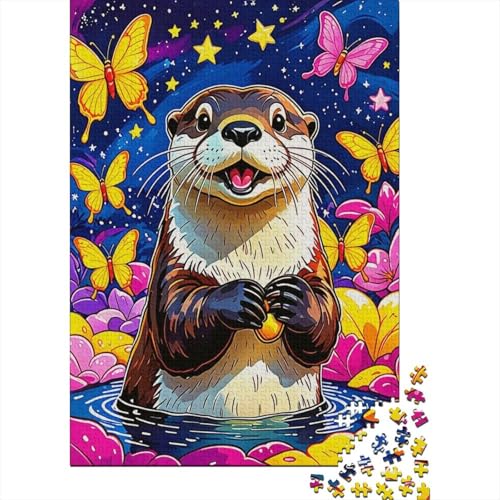 Europäischer Otter Puzzle 1000 Teile Europäischer Otter Schmetterling, Für Kinder Klassische Holzspielzeug Lernspiel Als Geschenk 1000pcs (75x50cm) von EMYXPAQM