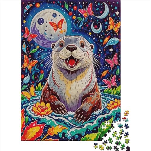 Europäischer Otter Puzzle 1000 Teile Europäischer Otter Sternenhimmel, Für Kinder Klassische Holzpuzzles Herausforderung Als Geschenk 1000pcs (75x50cm) von EMYXPAQM
