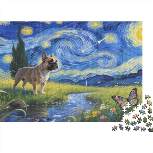 French BullHund Puzzle 1000 Teile Französische BullHundge Steht auf der Wiese, Für Kinder Classic Lernspiel Holzspielzeug Als Geschenk 1000pcs (75x50cm) von EMYXPAQM