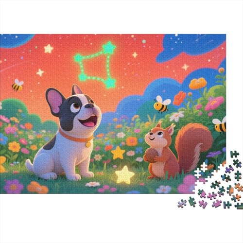French BullHund Puzzle 1000 Teile Französische BullHundge betrachtet Sternenhimmel, Für Kinder Classic Lernspiel Holzpuzzles Als Geschenk 1000pcs (75x50cm) von EMYXPAQM