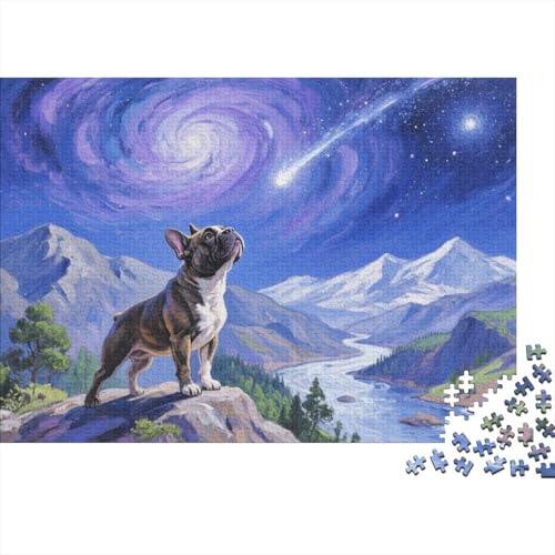 French BullHund Puzzle 1000 Teile Französische BullHundgen auf Bergen und Flüssen, Für Kinder Classic Lernspiel Holzpuzzles Als Geschenk 1000pcs (75x50cm) von EMYXPAQM
