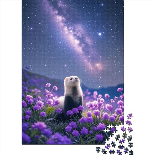 Frettchen Lilafeld Puzzle 1000 Teile Holzspielzeug, Jugendliche & Erwachsene, Klassische Puzzles, Lernspiel, Home Dekoration, Einzigartiges Geschenk 1000pcs (75x50cm) von EMYXPAQM