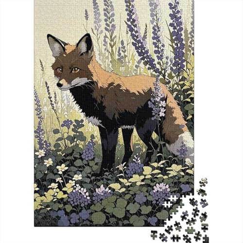 Fuchs Lila Flora Puzzle 1000 Teile Holzspielzeug, Jugendliche & Erwachsene, Klassische Puzzles, Lernspiel, Moderne Wohnkultur, Geschenkideen 1000pcs (75x50cm) von EMYXPAQM