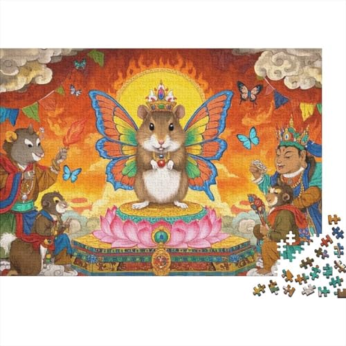 Hamster Puzzle 1000 Teile Hamster Steht auf Lotusplattform, Für Kinder Classic Herausforderung Spielzeug Holzpuzzles Als Geschenk 1000pcs (75x50cm) von EMYXPAQM
