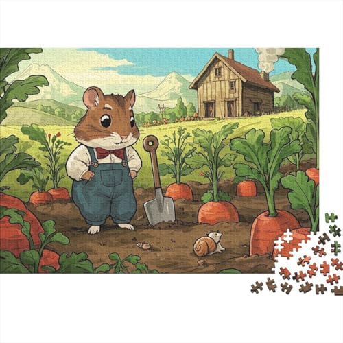 Hamster Puzzle 1000 Teile Hamster im Karottenfeld, Für Kinder Classic Herausforderung Spielzeug Holzpuzzles Als Geschenk 1000pcs (75x50cm) von EMYXPAQM