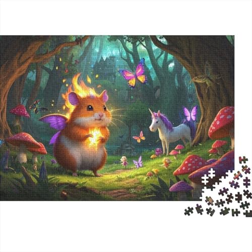 Hamster Puzzle 1000 Teile Hamster trotzen Flammen im Dschungel, Für Kinder Classic Lernspiel Holzspielzeug Unique Gift 1000pcs (75x50cm) von EMYXPAQM