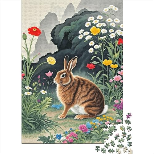 Hase Bergblumen Puzzle 1000 Teile Holzspielzeug, Erwachsene & Kinder Ab 14 Jahren, Klassische Puzzles, Legespiel, Home Dekoration, Einzigartiges Geschenk 1000pcs (75x50cm) von EMYXPAQM