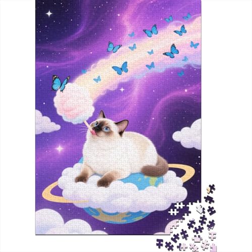 Heilige Birma Puzzle 1000 Teile Heilige Birma Marshmallows, Für Kinder Klassische Holzpuzzles Lernspiel Unique Gift 1000pcs (75x50cm) von EMYXPAQM