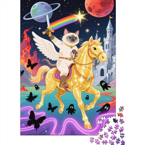 Heilige Birma Puzzle 1000 Teile Heilige Birma Reiten, Für Kinder Klassische Holzpuzzles Lernspiel Unique Gift 1000pcs (75x50cm) von EMYXPAQM