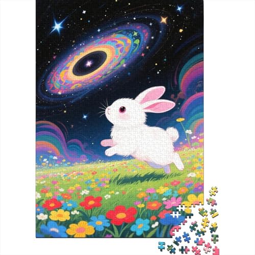 Kaninchen Puzzle 1000 Teile Kaninchen auf dem Gras, Für Kinder Klassische Holzpuzzles Herausforderung Unique Gift 1000pcs (75x50cm) von EMYXPAQM