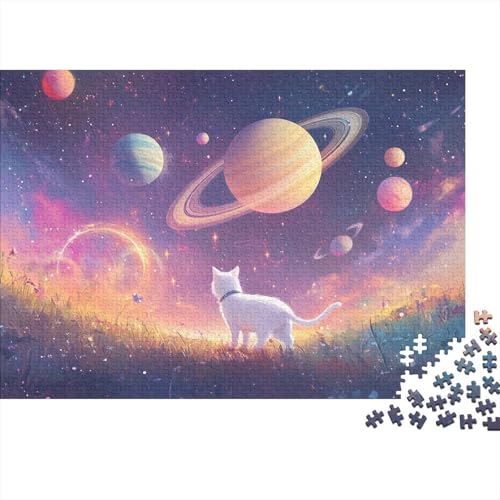 Katze Puzzle 1000 Teile Bunte Planetenkatze, Für Kinder Klassische Idoor-Puzzle-Kreativspiel Holzpuzzles Unique Gift 1000pcs (75x50cm) von EMYXPAQM