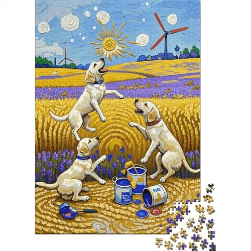 Labrador Retriever Puzzle 1000 Teile DREI Hunde Spielen, Für Kinder Klassische Holzpuzzles Lernspiel Als Geschenk 1000pcs (75x50cm) von EMYXPAQM