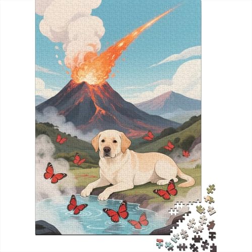 Labrador Retriever Puzzle 1000 Teile Labrador Retriever Vulkan, Für Kinder Klassische Holzpuzzles Lernspiel Als Geschenk 1000pcs (75x50cm) von EMYXPAQM
