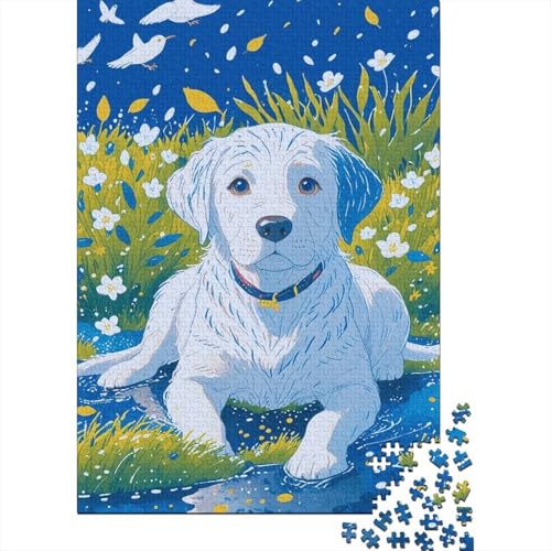 Labrador Retriever Puzzle 1000 Teile Labrador Retriever liegt auf dem Gras, Für Kinder Klassische Holzspielzeug Lernspiel Als Geschenk 1000pcs (75x50cm) von EMYXPAQM
