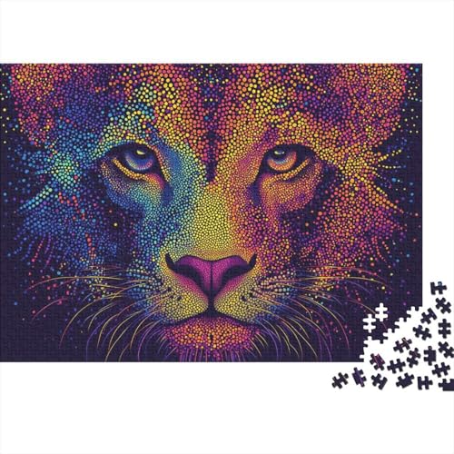 Löwe Puzzle 1000 Teile Wellenpunkt-Löwe, Für Kinder Classic Pädagogisches Spiel Holzspielzeug Unique Gift 1000pcs (75x50cm) von EMYXPAQM