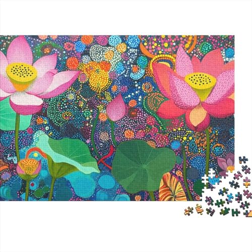 Lotus Puzzle 1000 Teile Bunter Abstrakter Lotus, Für Kinder Classic Pädagogisches Spiel Holzpuzzles Unique Gift 1000pcs (75x50cm) von EMYXPAQM