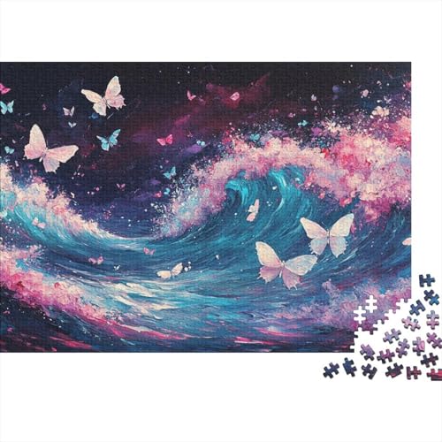 Meereswelle Puzzle 1000 Teile Abstrakte Schmetterlingswellen, Für Kinder Classic Lernspiel Holzpuzzles Als Geschenk 1000pcs (75x50cm) von EMYXPAQM