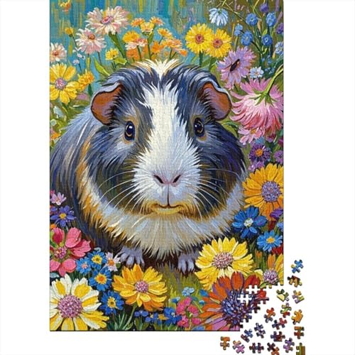 Meerschweinchen Blumenkreis Puzzle 1000 Teile Holzspielzeug, Erwachsene & Kinder Ab 14 Jahren, Klassische Puzzles, Legespiel, Moderne Wohnkultur, Geschenkideen 1000pcs (75x50cm) von EMYXPAQM
