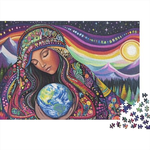 Mutter Erde Puzzle 1000 Teile Abstrakte Frau und Erde, Für Kinder Classic Pädagogisches Spiel Holzspielzeug Als Geschenk 1000pcs (75x50cm) von EMYXPAQM