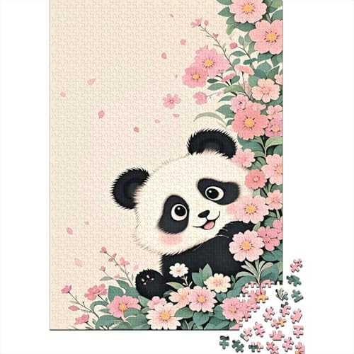 Panda Blumen Puzzle 1000 Teile Holzspielzeug, Jugendliche & Erwachsene, Klassische Puzzles, Lernspiel, Wohnkultur, Geschenkideen 1000pcs (75x50cm) von EMYXPAQM
