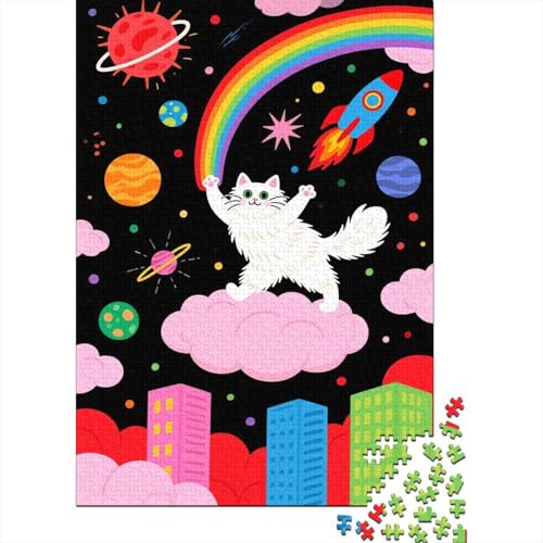 Perserkatze Puzzle 1000 Teile Perserkatze Regenbogenwolken, Für Kinder Klassische Holzspielzeug Lernspiel Unique Gift 1000pcs (75x50cm) von EMYXPAQM
