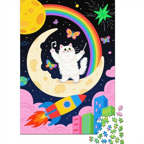 Perserkatze Puzzle 1000 Teile Perserkatze dirigiert Musik, Für Kinder Klassische Holzpuzzles Herausforderung Unique Gift 1000pcs (75x50cm) von EMYXPAQM