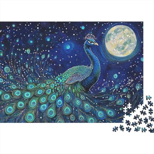 Pfau Puzzle 1000 Teile Sternenlichtmalerei-Pfau, Für Kinder Classic Lernspiel Holzpuzzles Als Geschenk 1000pcs (75x50cm) von EMYXPAQM