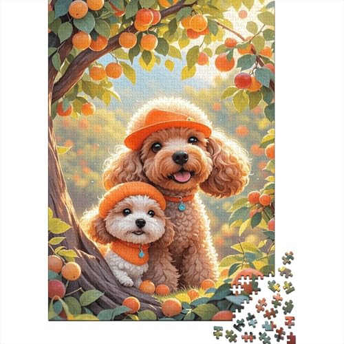 Pudel Orangenbaum Puzzle 1000 Teile Holzspielzeug, Jugendliche & Erwachsene, Klassische Puzzles, Lernspiel, Moderne Wohnkultur, Geschenk 1000pcs (75x50cm) von EMYXPAQM