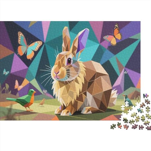 Puzzle 1000 Teile Angorakaninchen geometrisch zusammengesetzt, Für Kinder - Pädagogisches Lernspiel Aus Holz 1000pcs (75x50cm) von EMYXPAQM
